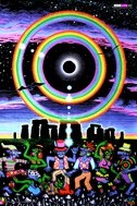 "Eclipse Over Stonehenge" psychedelic wall hanging, uv wall hanging, blacklight wall hanging