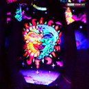 "Magic Sunmoon" UV Black Light Fluorescent Glow All Over Full Print Womens T-shirt
