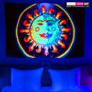 "Sun+Moon" UV-Blacklight Fluorescent Glow Backdrop Banner Wall Hanging Tapestry Deco