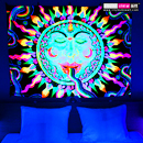 "Rainbow Sun" UV-Blacklight Fluorescent Glow Backdrop Banner Wall Hanging Tapestry Deco