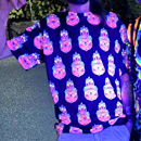 "The Hand Pattern" UV Black Light Fluorescent Glow All Over Full Print Mens T-shirt