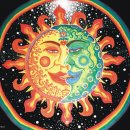 \"Sun+Moon\" UV-Blacklight Fluorescent Glow Backdrop Banner Wall Hanging Tapestry Deco