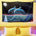 "Two Dolphins" UV Black Light Fluorescent Backdrop / Wall Hanging