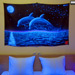 "Two Dolphins" UV Black Light Fluorescent Backdrop / Wall Hanging