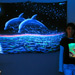 "Two Dolphins" UV Black Light Fluorescent Backdrop / Wall Hanging