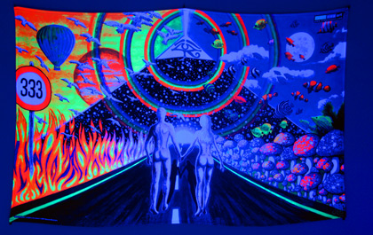 blacklight tapestry under uv / black light