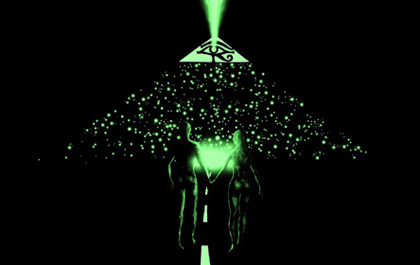 POSTCARD UV-Blacklight Fluorescent Glow-In-The-Dark Psychedelic Psy Goa Art Card 