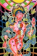 "Chakra Girl" psychedelic wall hanging, uv wall hanging, blacklight wall hanging