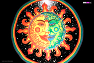 "Sun+Moon" psychedelic wall hanging, uv wall hanging, blacklight wall hanging