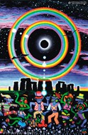 "Eclipse Over Stonehenge" psychedelic poster, blacklight poster, glow-in-the-dark poster